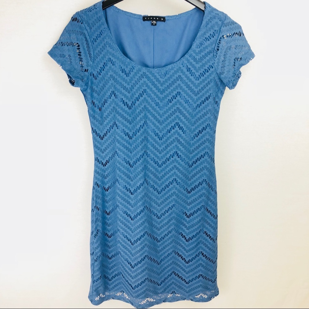 Tiana B Chevron Lace Overlay Dress